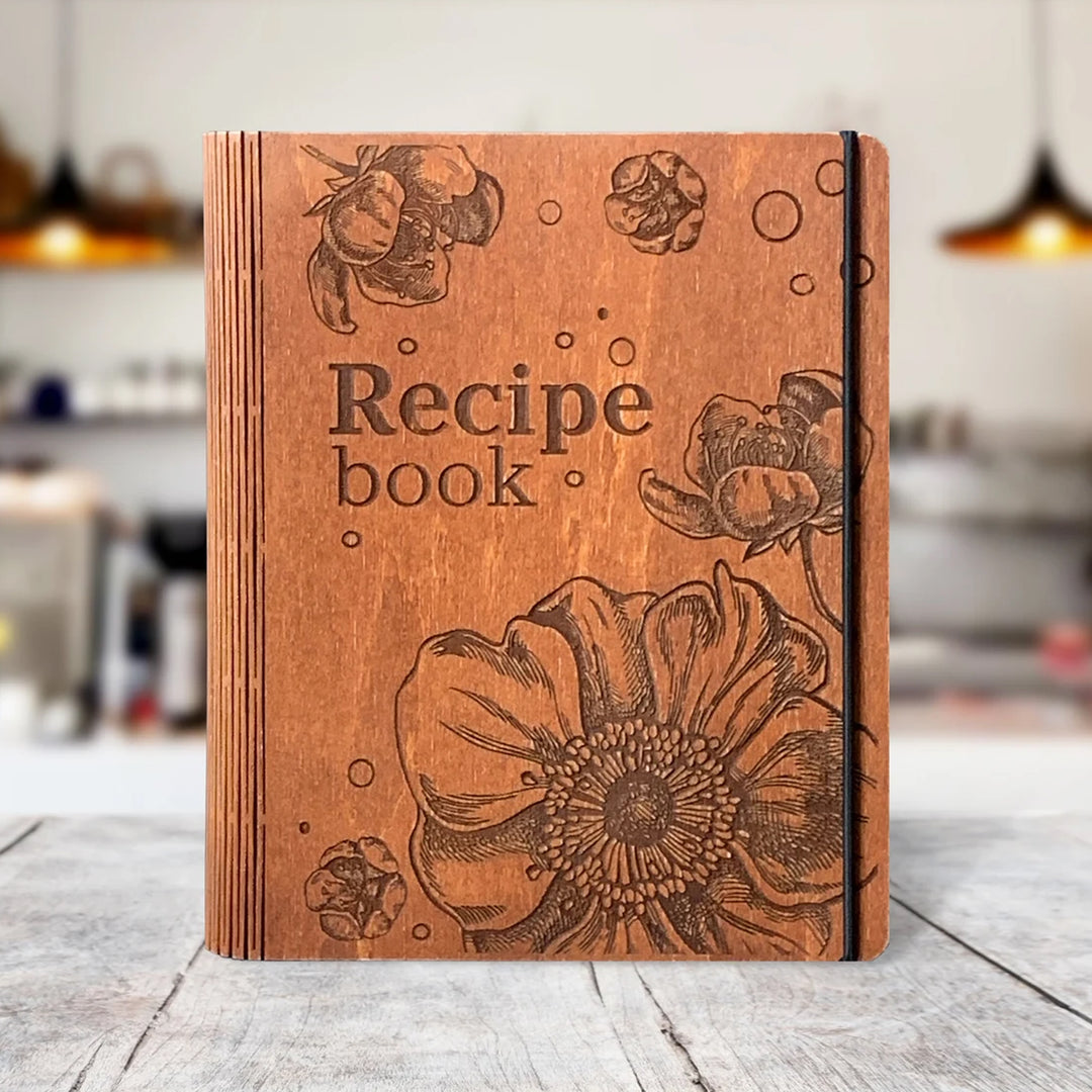 Personalized Binder Cookbook, Wooden Recipe Book