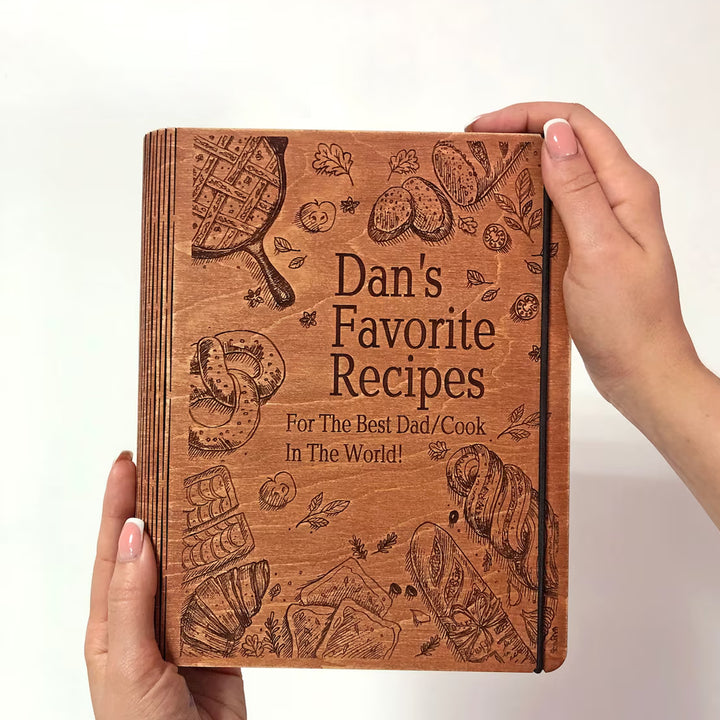 Dad`s Gift, Wooden Personalized Recipe Book